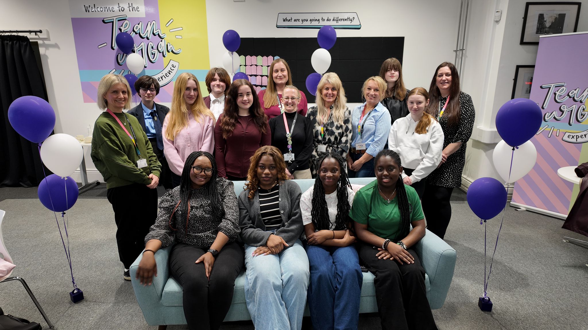 A group of young women visit Wigan Town Hall
